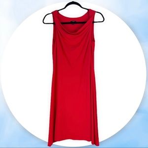 Ann Taylor Red Twisted Strap Draped Cowl Neckline Knee Length Dress Small Petite
